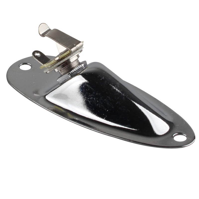 Futheda Boat Style 1/4" 6.35mm Electric Guitar Jack Plug Plate Pickup Output Input Jack Plug Socket with Screws Compatible with FD Fender Strat Stratocaster Replacement Guitar Bass (Chrome) - Image 2